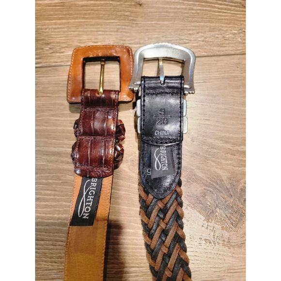 Brighton Belt Bundle Women's Sz S Brown Black Leathers Woven Textured Silver - Picture 11 of 13